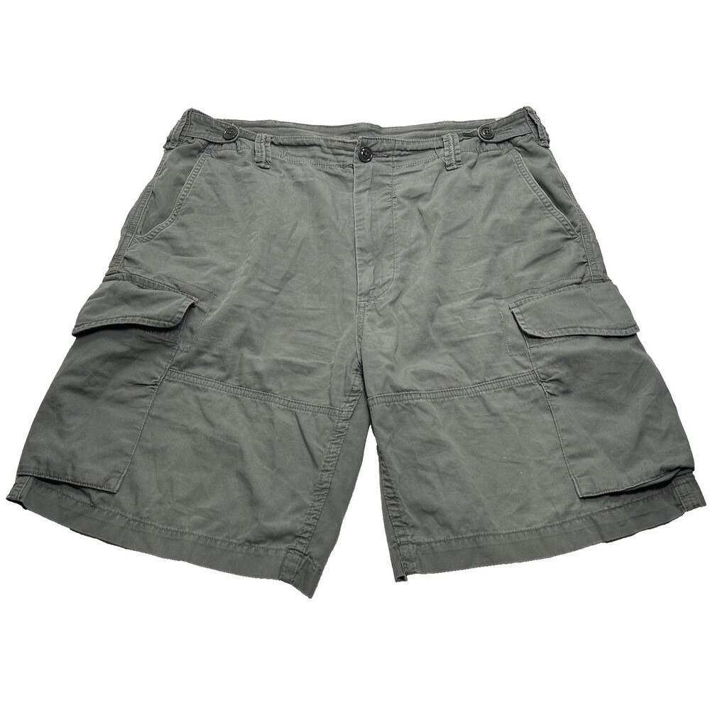 Men's Polo Ralph Lauren Utility Canvas Drill Khaki Cargo Shorts 9" 35 Army Green
